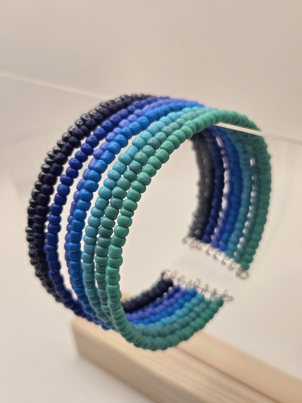 Coiled Seed Bead Bracelet Set in Turquoise & Blues
